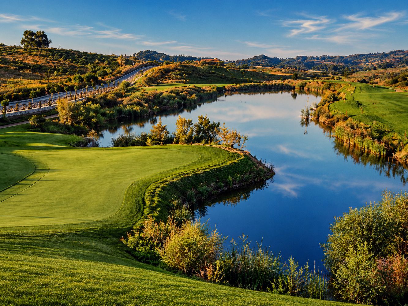 Campo de golfe e lago do Belas Clube