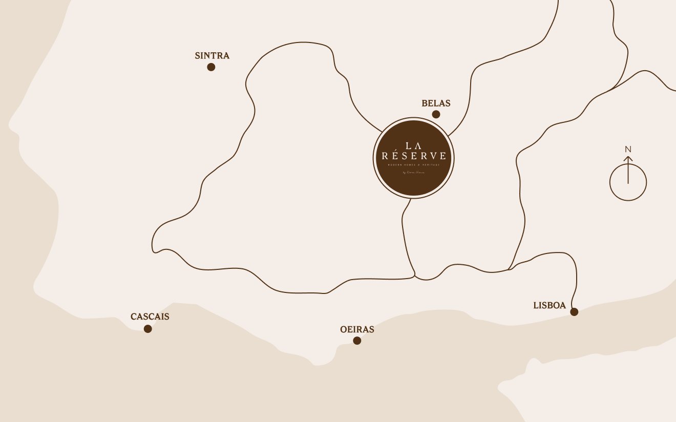 Mapa: o La Réserve fica entre Sintra, Cascais, Oeiras e Lisboa